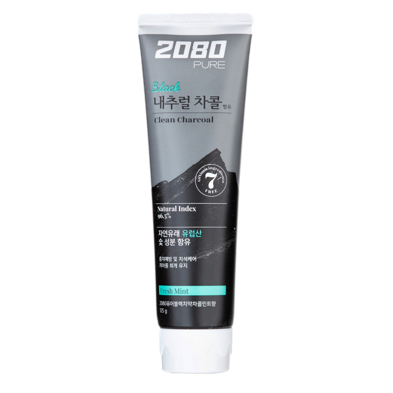 Зубная паста отбеливающая с углём 2080 Pure Black Clean Charcoal Fresh Mint Toothpaste 120g