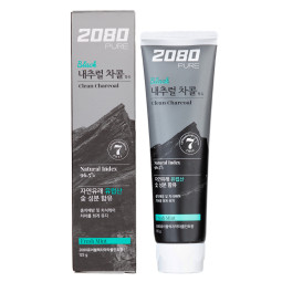 Зубная паста отбеливающая с углём 2080 Pure Black Clean Charcoal Fresh Mint Toothpaste 120g