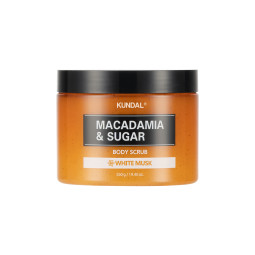 Скраб для тіла цукровий "Білий Мускус" Kundal Macadamia & Sugar Body Scrub White Musk 550gr