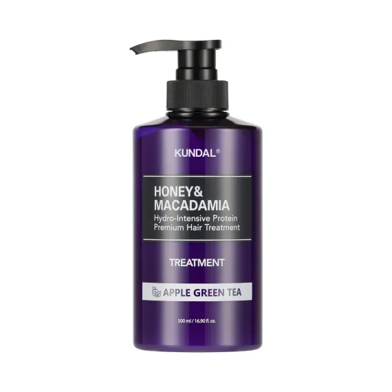 Кондиціонер-маска для волосся "Яблуко & Зелений Чай" Kundal Honey & Macadamia Protein Hair Treatment Apple Green Tea 500ml Кондиціонер-маска для волосся "Яблуко & Зелений Чай" Kundal Honey & Macadamia Protein Hair Treatment Apple Green Tea 500ml