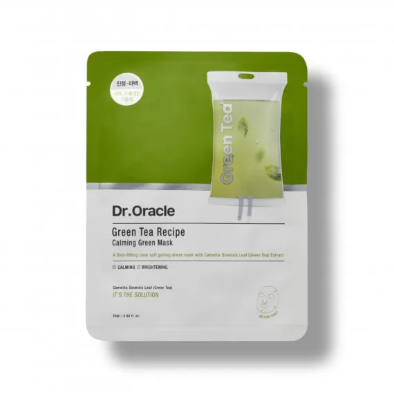 Маска для лица тканевая успокаивающая с зелёным чаем Dr. Oracle Green Tea Recipe Calming Green Mask 1ea Маска для лица тканевая успокаивающая с зелёным чаем Dr. Oracle Green Tea Recipe Calming Green Mask 1ea