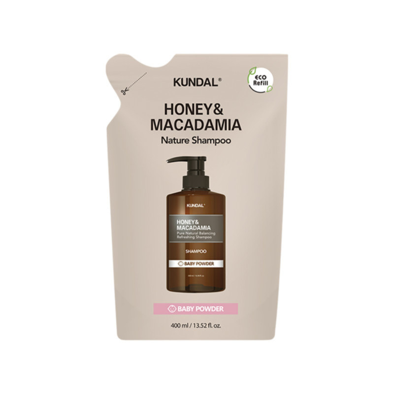 Рефіл відновлюючого шампуню Kundal Honey & Macadamia Nature Shampoo Refill Pack Baby Powder 400ml