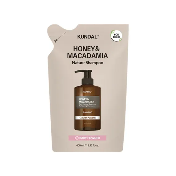 Рефіл відновлюючого шампуню Kundal Honey & Macadamia Nature Shampoo Refill Pack Baby Powder 400ml
