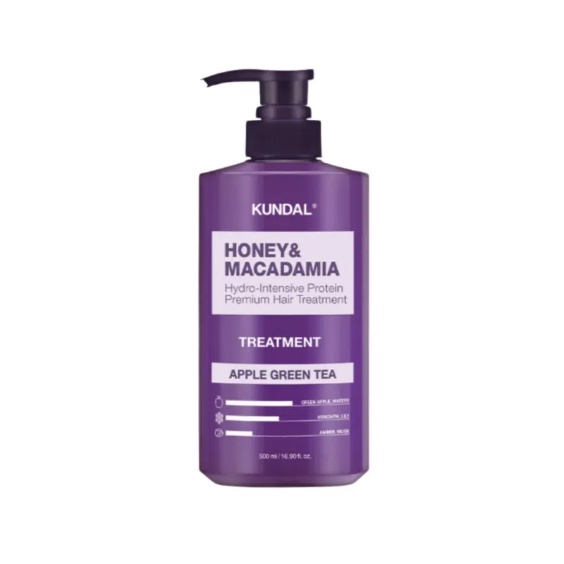 Кондиціонер-маска для волосся "Яблуко & Зелений Чай" Kundal Honey & Macadamia Protein Hair Treatment Apple Green Tea 500ml